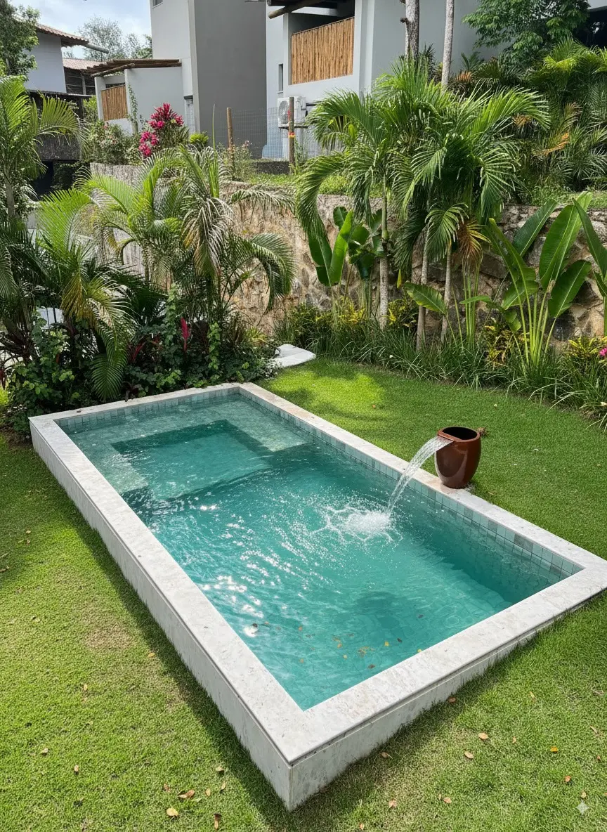 Piscina residencial instalada em jardim